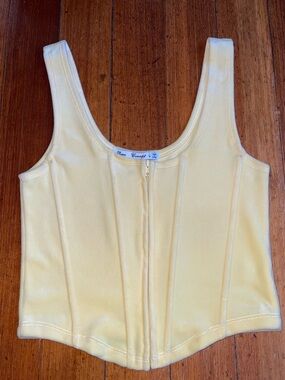 Roma Concept Yellow Zip Corset Silhouette Top